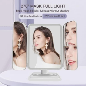 Three-Sided Folding Makeup Mirror Desktop